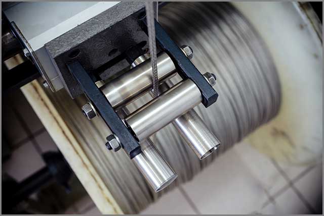 An image of manufactured metal shielding braids