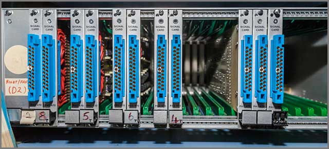 An image of an array of the signal board of D-Subminiature connectors crate