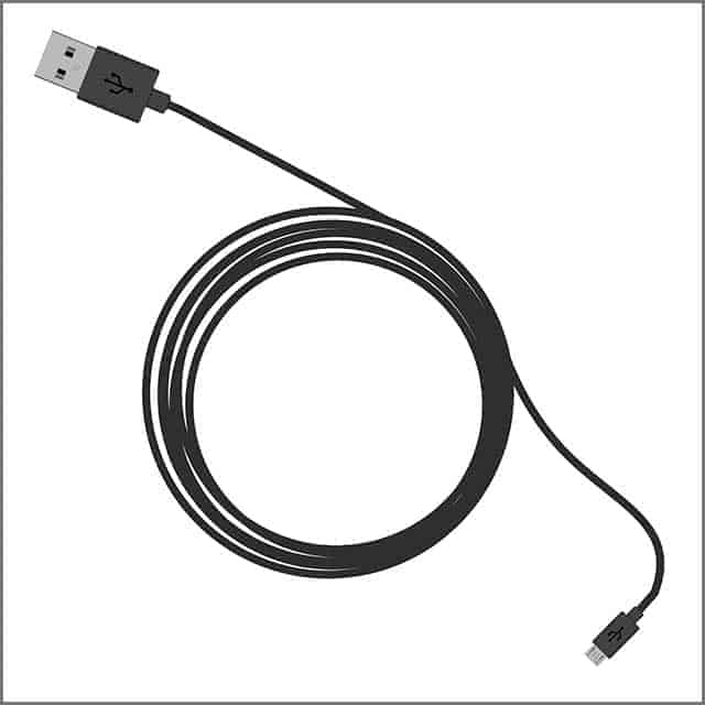 Vector illustration of black long computer cable