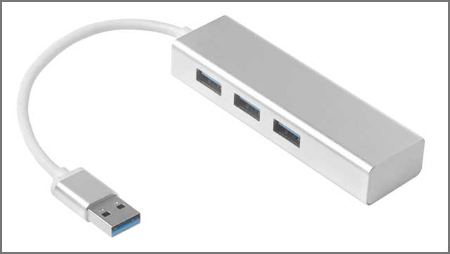 An image of splitter USB sliver shiny on white