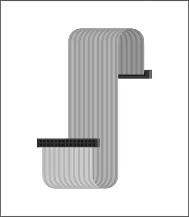 An image of flat ribbon cable isolated PC connector