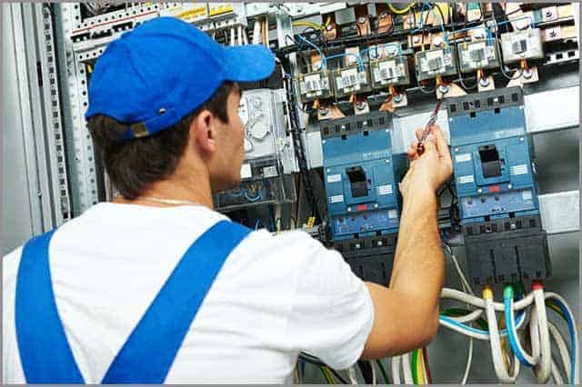 Electrician worker checking