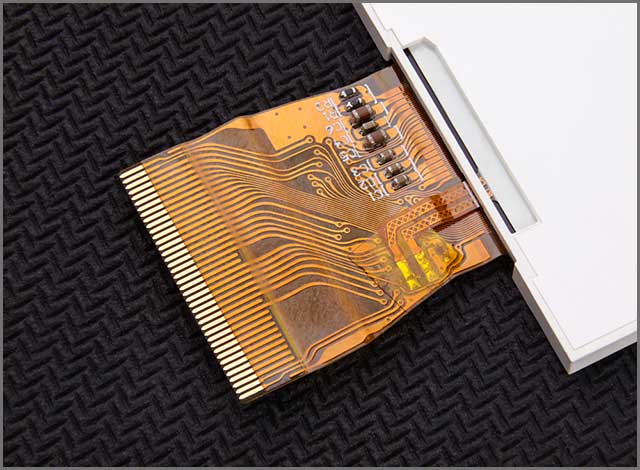 An image of a flexed printed circuit board