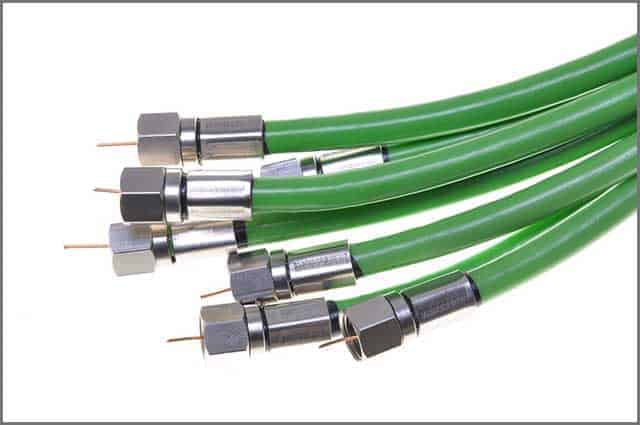 Green Coaxial Cable with TV White Connector