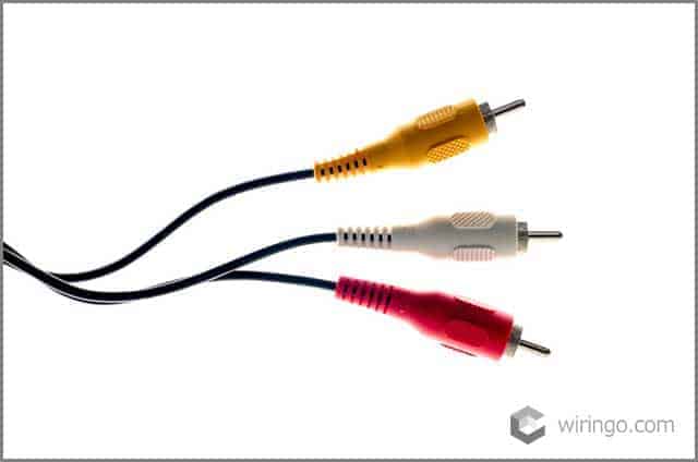 Three RCA male plugs