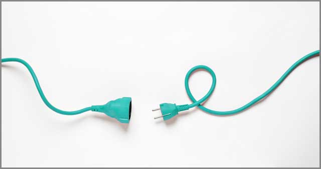 Turquoise power cable isolated on white