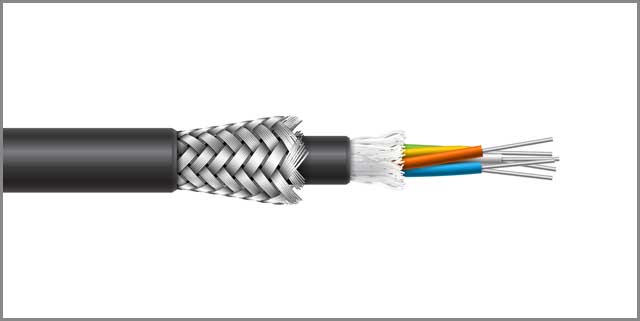 Fiber optic cable braided armored shield