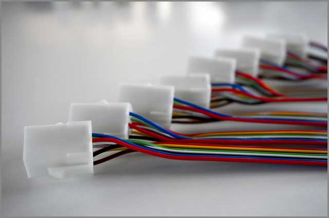 Colorful wire harnesses plastic connectors