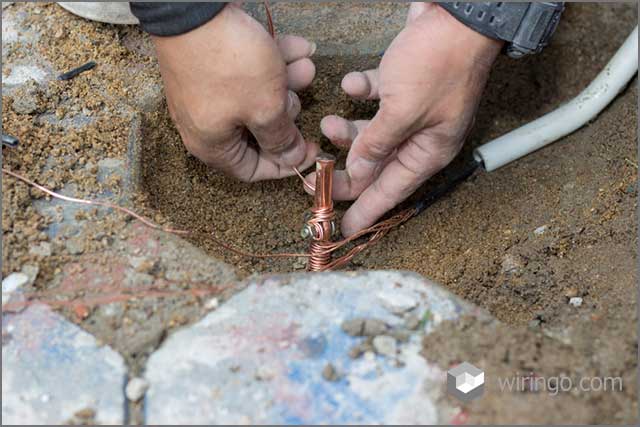 Welding copper ground wire on the ground rod