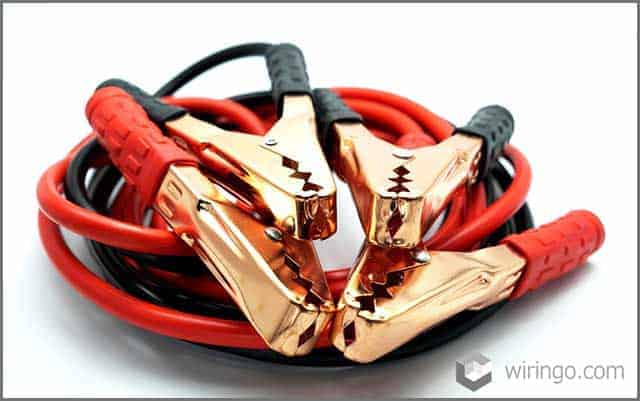 Red and black car battery bumper cable