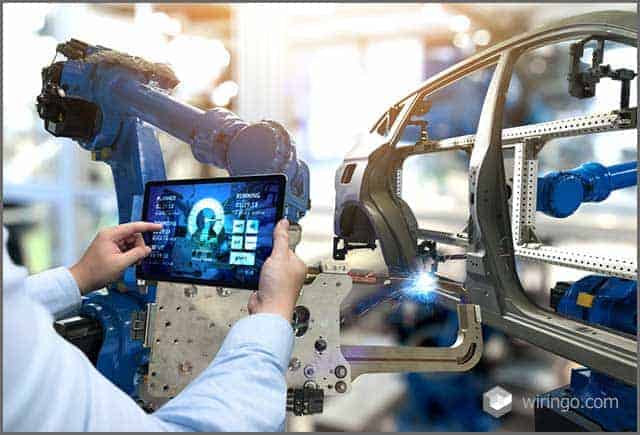 automotive Automation robot arm machine in smart factory <a class=