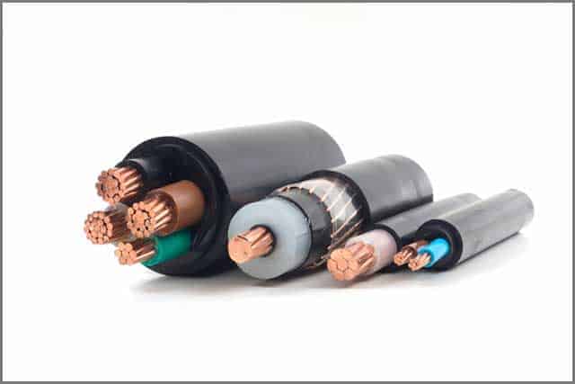 Power cables electrical in different sizes