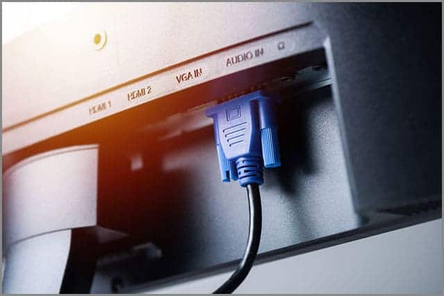 A Blue VGA Connected to A Monitor