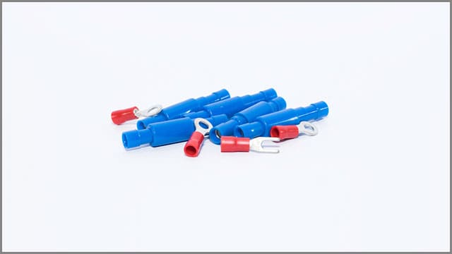 A bunch of ring and spade connectors.