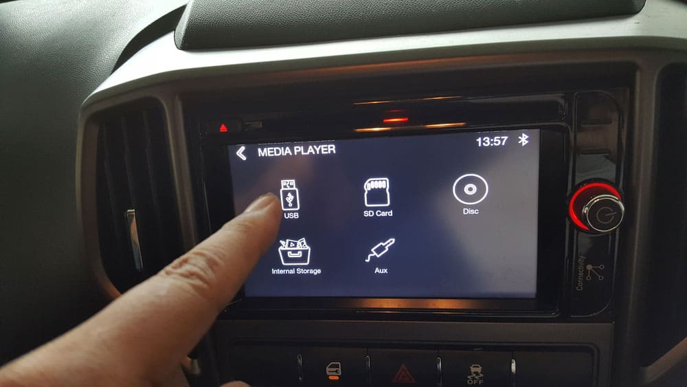 The touch screen on the aftermarket car stereo.