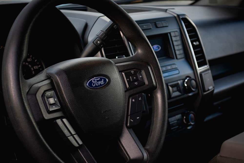 Ford F-150 stock dashboard.