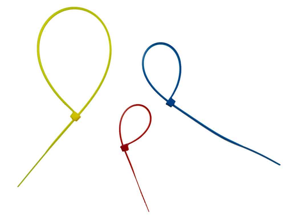 3 colored cable ties