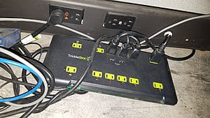 A Power strip with a built-in surge protector