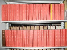 A few volumes of the CFR at a law library (titles 12–26) 