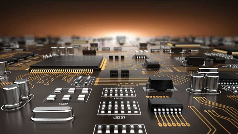 High tech electronic PCB with processor and microchips