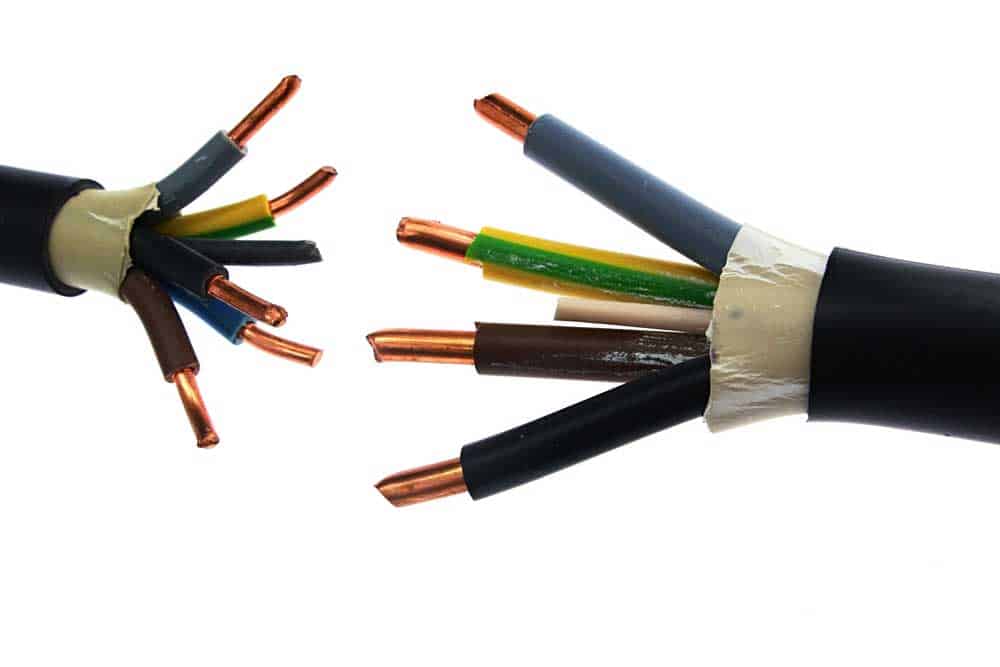 Copper electric power cable assemblies in PVC insulation jackets 