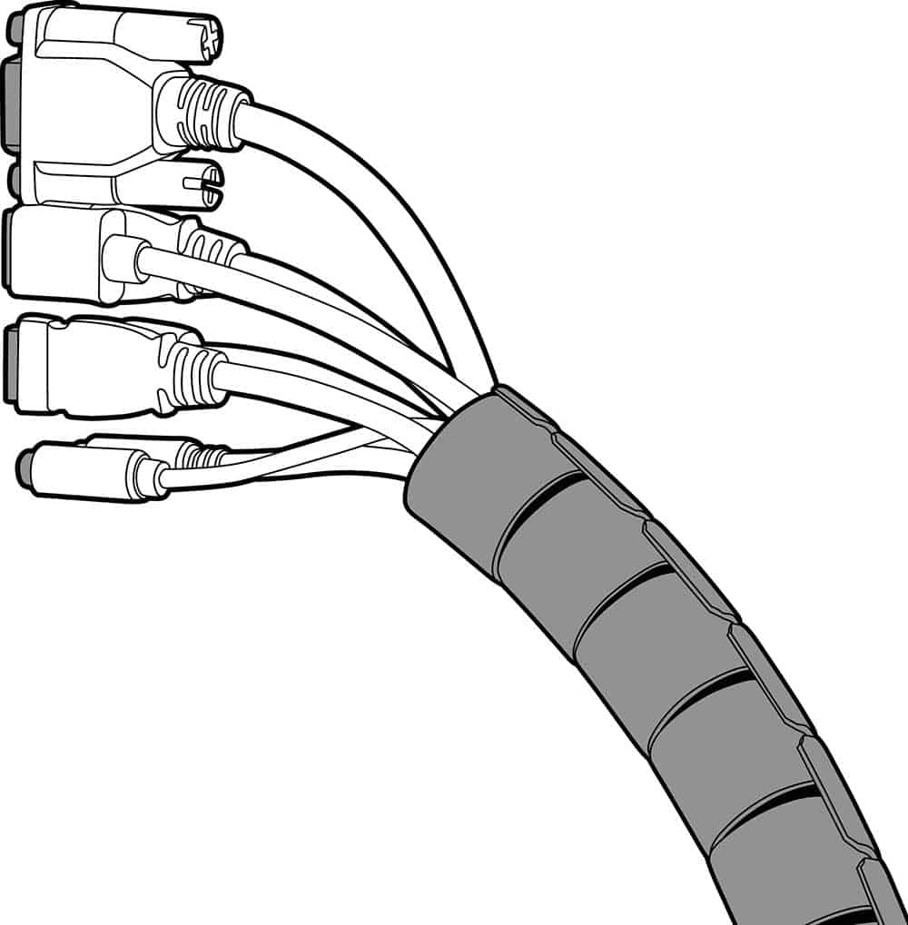 Spiral wrapping on data cables
