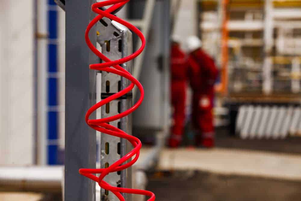 Spiral electrical wire at the construction site