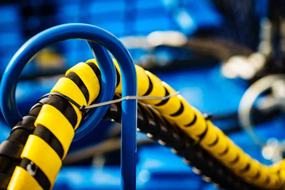 Yellow spiral tubing on wires
