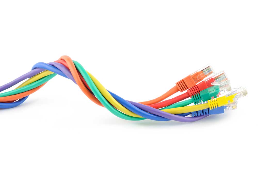 A color variety of ethernet cables