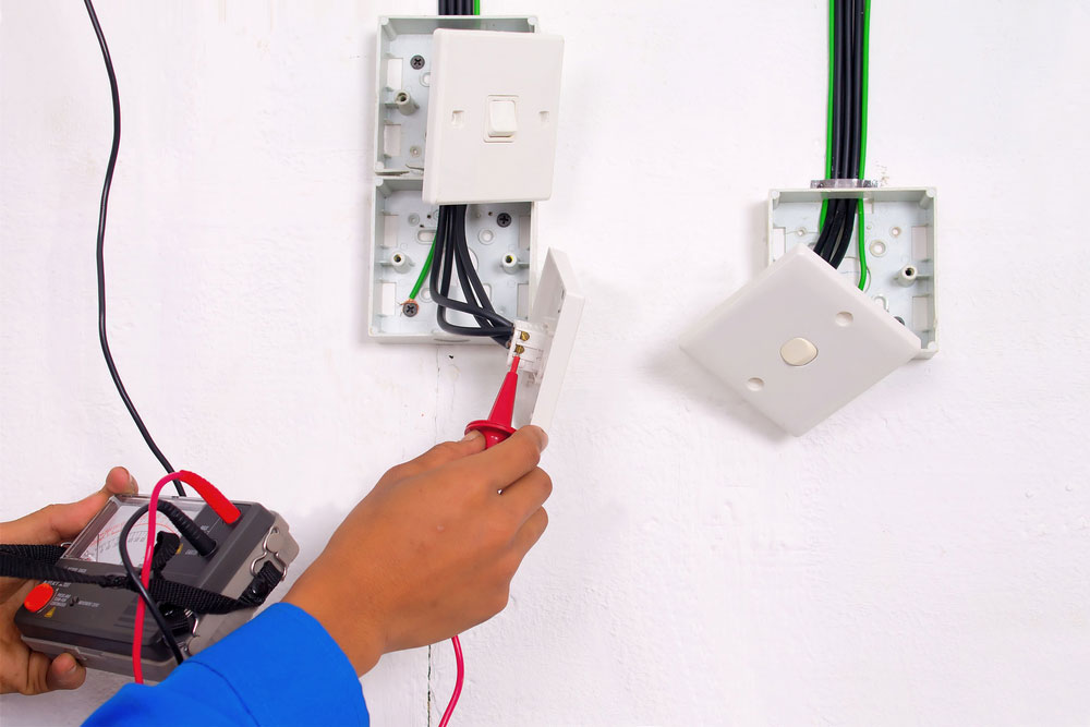 electrician testing the cables