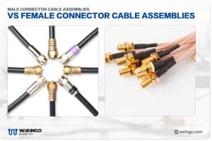 Caption: Male connector cable assemblies vs female connector cable assemblies